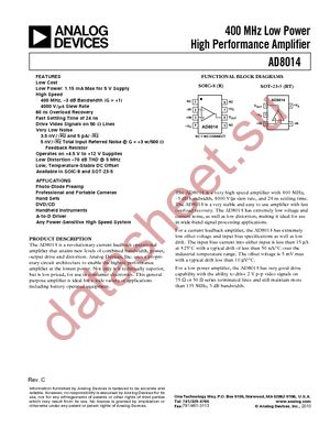 AD8014ART-REEL datasheet  